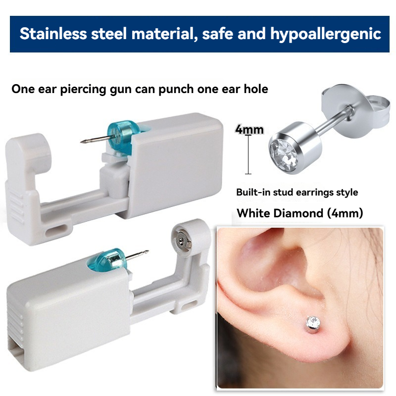 Body Jewelry Kit - 2er-Set 4mm Einweg Steriles Ohrlochstechset, Knorpel