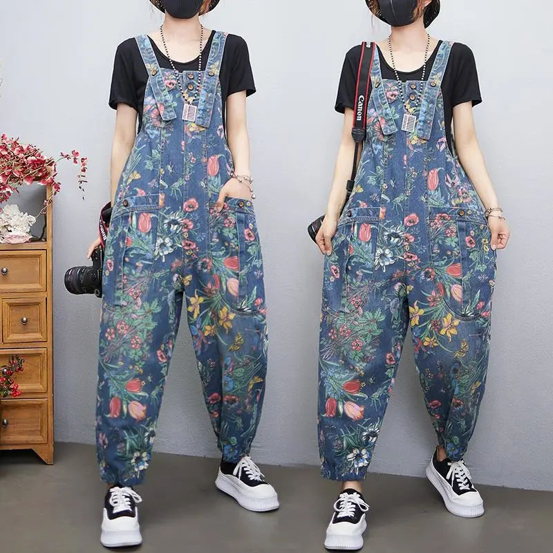 Body Jewelry Plus - Neue bedruckte Jeans overalls Damen Frühling
