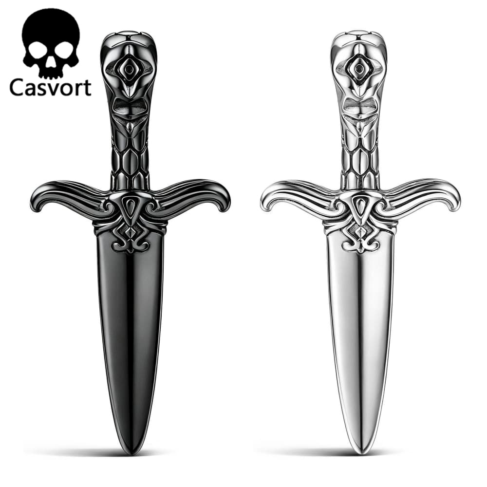 Body Jewelry Hangers - Casvort 2 Stück Edelstahl-Messer-Schwert-Ohrgewichte, Tunnel-Plugs, 6