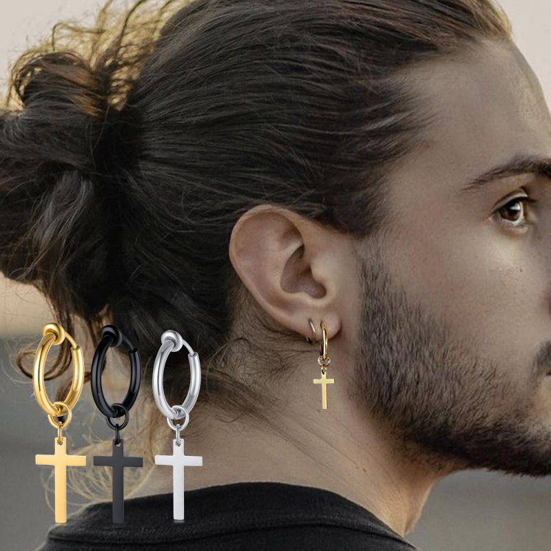 Conch Earring Hoop - Kreuz Ohrringe Herren, Huggie Creolen, Herren