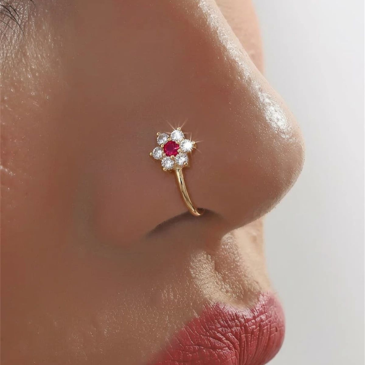 Body Jewelry On Sale - 1 Stück Blumenförmiger Nasenring ohne Piercing,