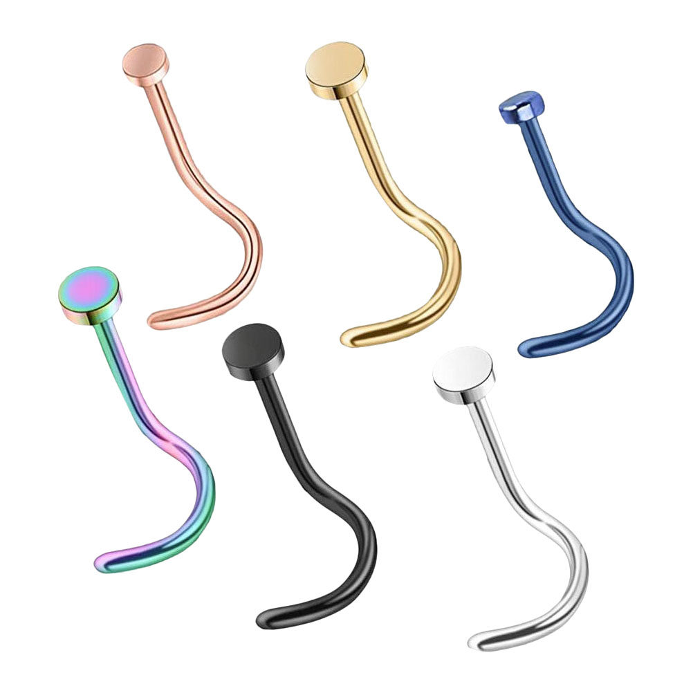 Body Jewelry For Sensitive Skin - 6 Stück Fein Polierte Edelstahl-Flachnasenpiercings, Komfortable