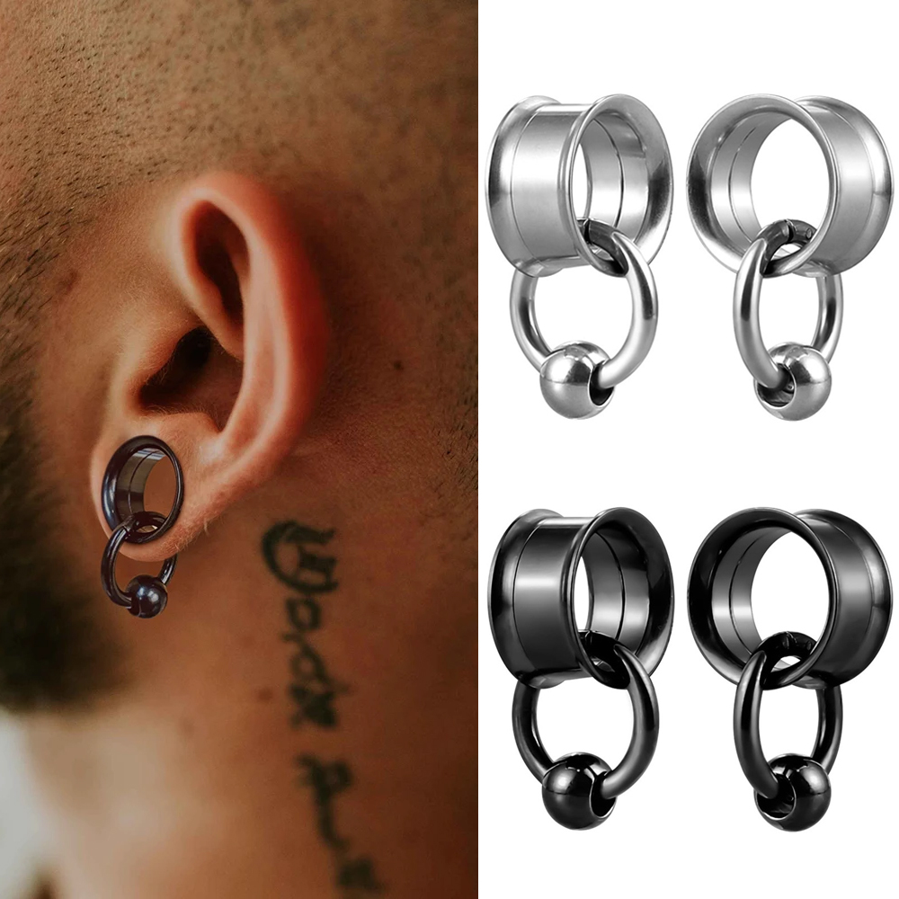 Body Jewelry Hangers - 2er-Set Edelstahl-Ohrstecker, runde Ohrpiercings, Tunnel-Piercings, Damen-Körperschmuck,