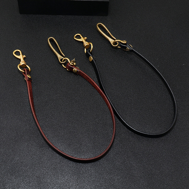 Body Jewelry Retainers - Handgefertigter langer Biker-Motorrad-Trucker, braun, schwarz, Rindsleder,