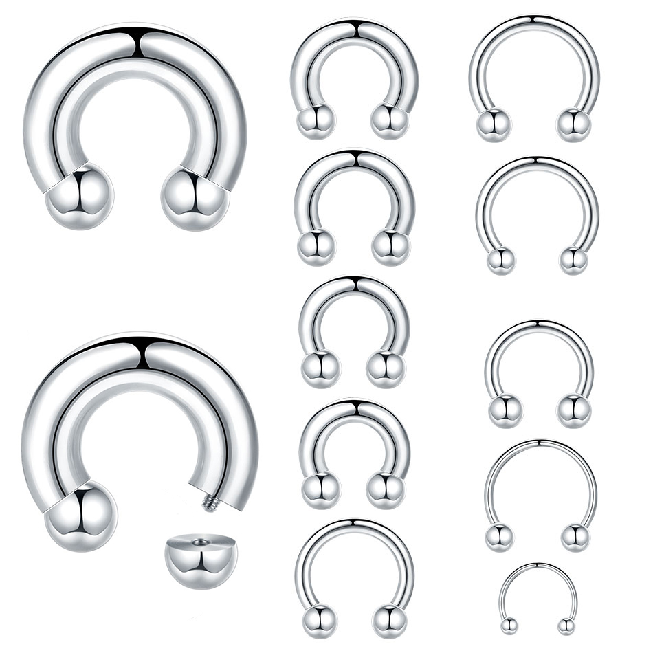 Body Jewelry Hangers - 1PC 18G-00G Große Gauge Edelstahl Hufeisen