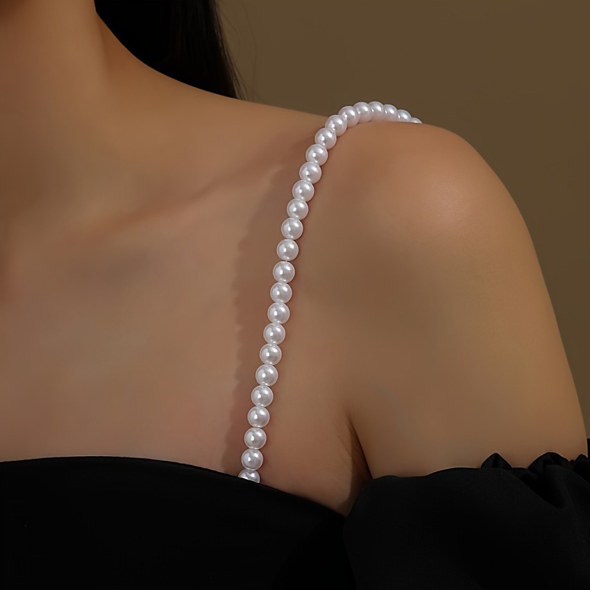 Body Jewelry Retainers - 1, elegante Vintage-Schulterkette aus Perlenimitat für