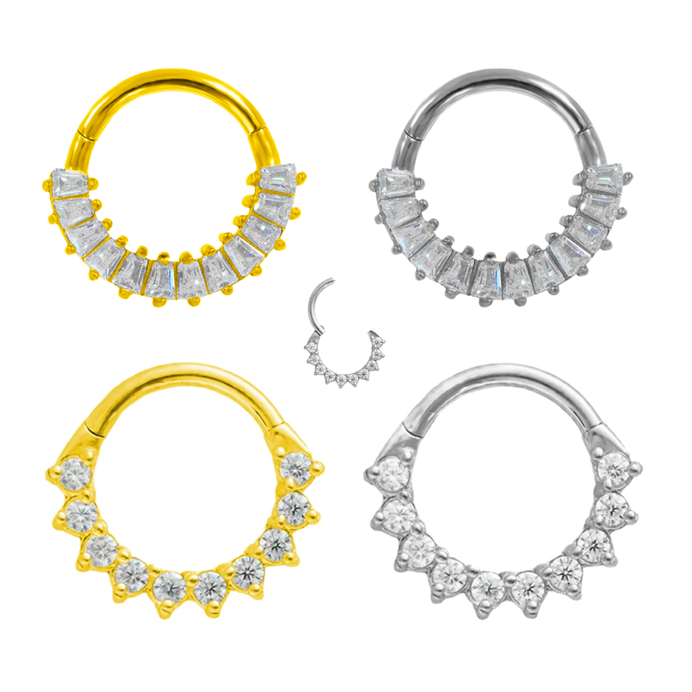 Conch Earring Hoop - Trapez CZ Septum 100 % 316L