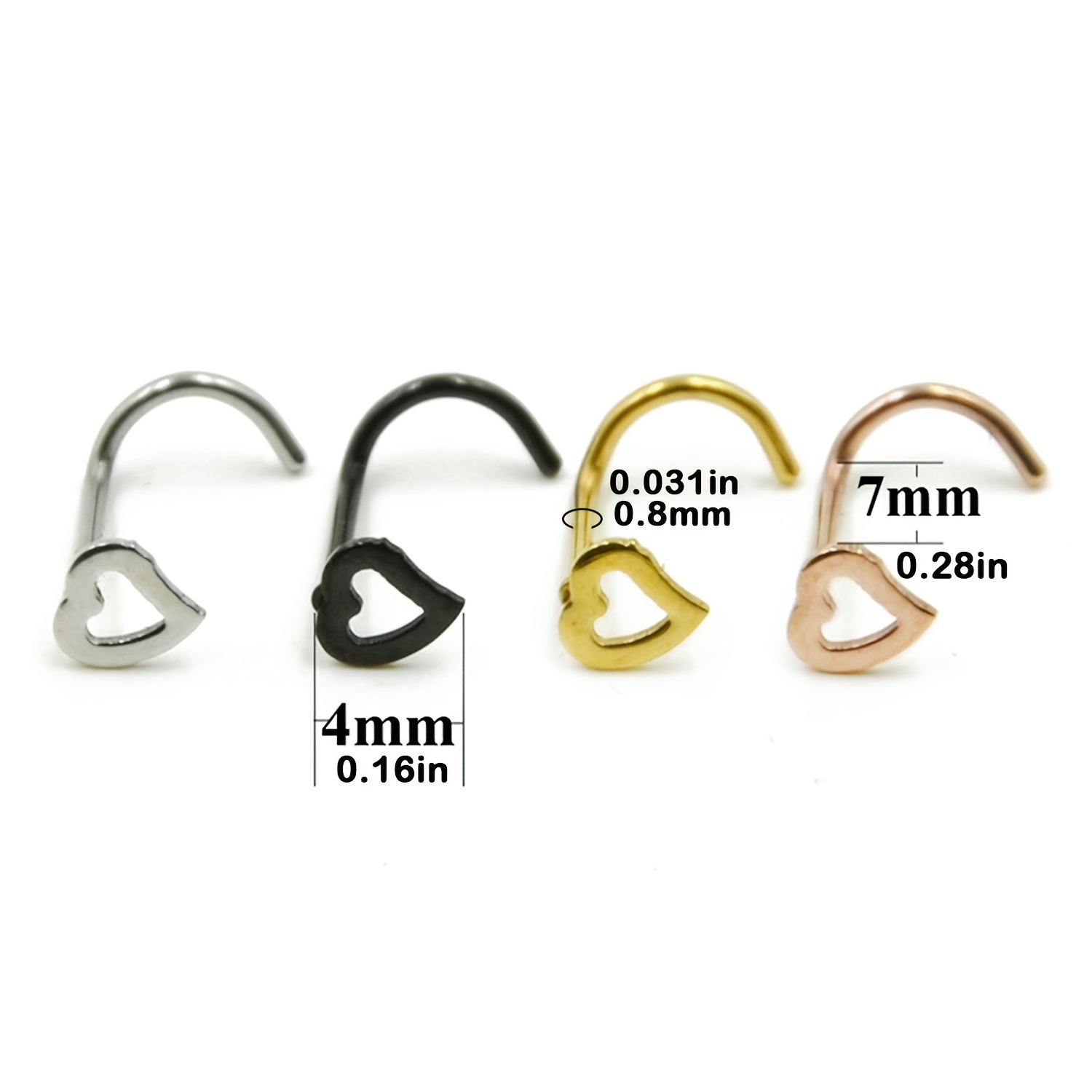 5-teiliges Hohlherz-Nasenbolze – Nostril Screw Pin Bewertung und Preis