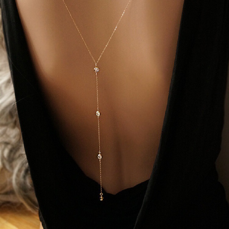 Neue Strass Sexy frauen Zurück – Body Jewelry Necklace Bewertung und Preis