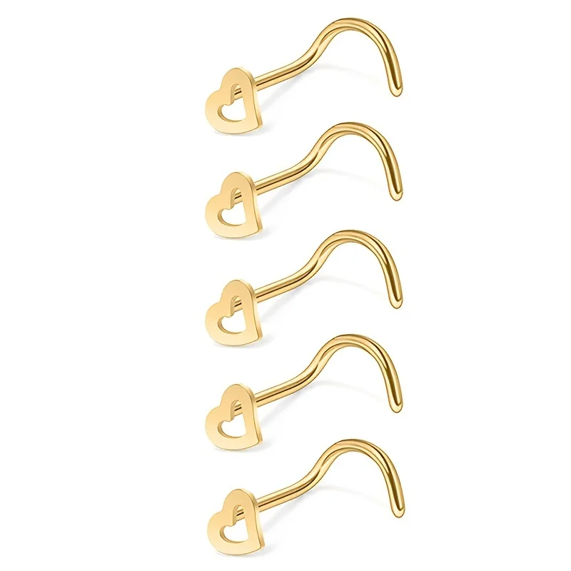 5-teiliges hohles Herz-Nasenbo – Nostril Screw Pin Bewertung und Preis