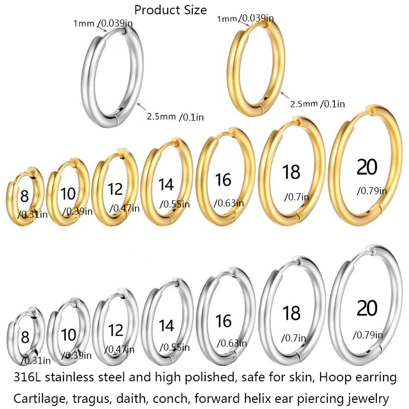 1 Paar kleine Creolen aus 316L – Conch Earring Hoop Bewertung und Preis