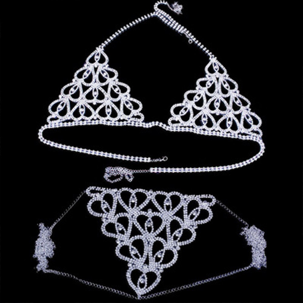 Mode Strass Herz Bh Tanga Set  – Body Jewelry Retainers Bewertung und Preis