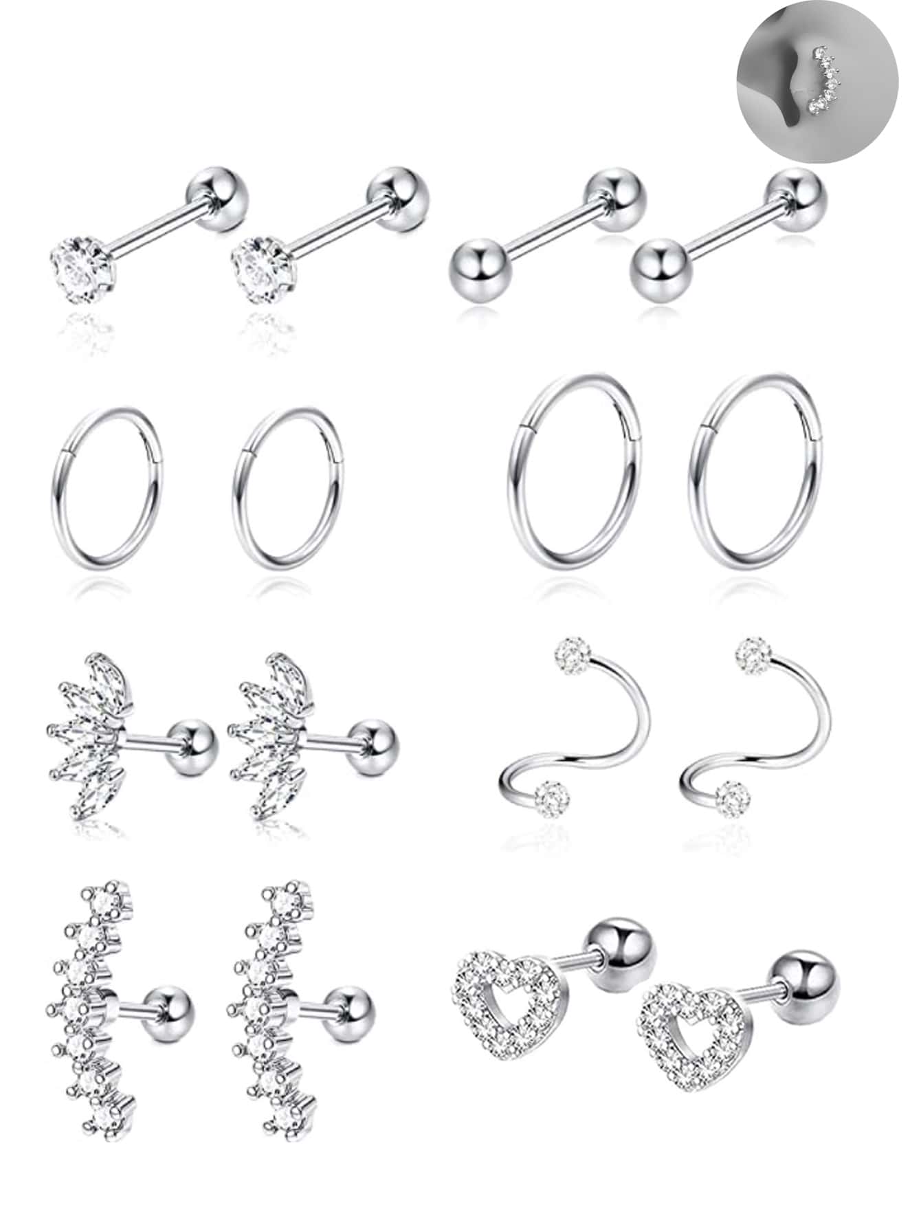 SGIAWETA-16 Stück 16G Knorpel- – Conch Earring Hoop Bewertung und Preis