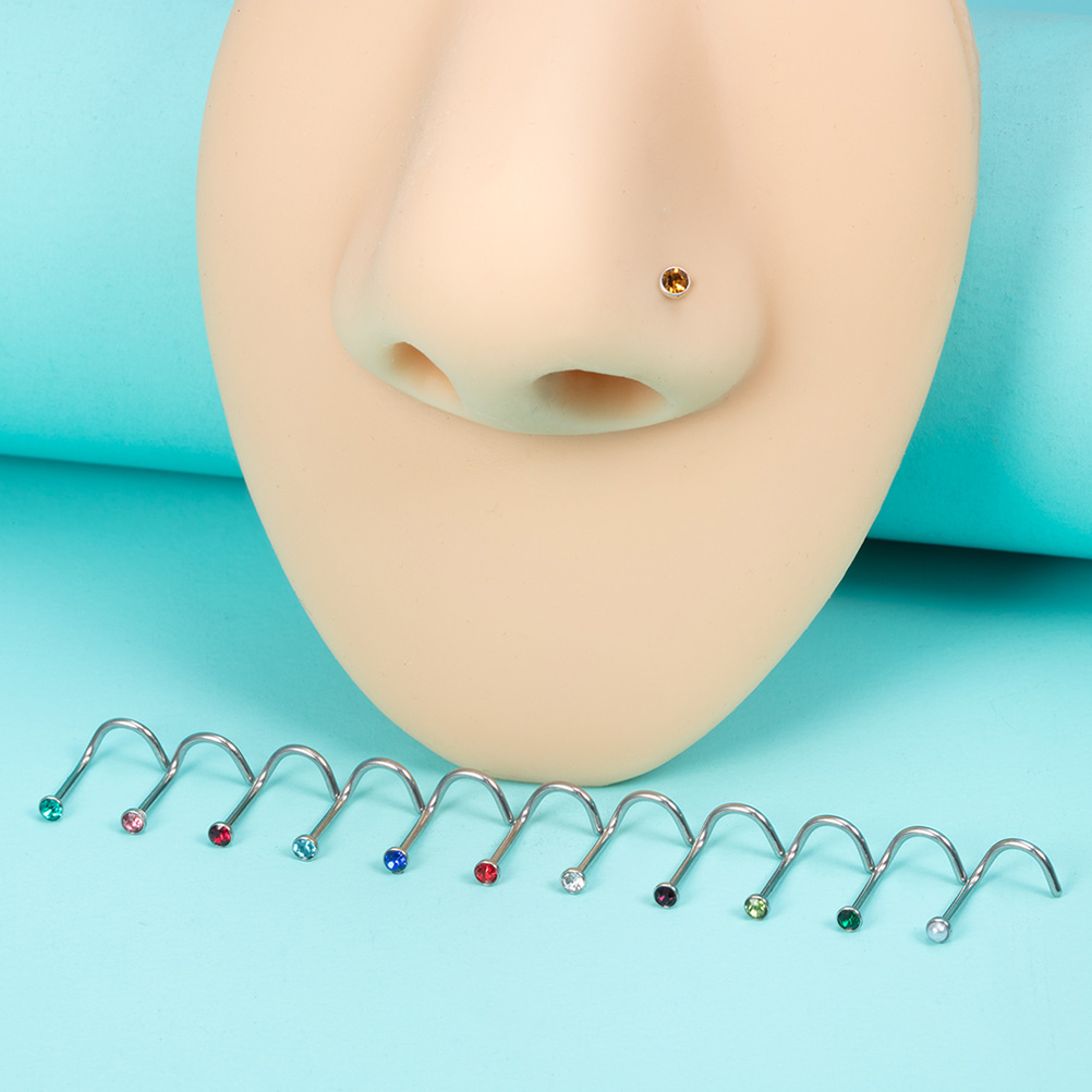 12PCS Geburtsstein CZ Nasenste – Nostril Screw Pin Bewertung und Preis
